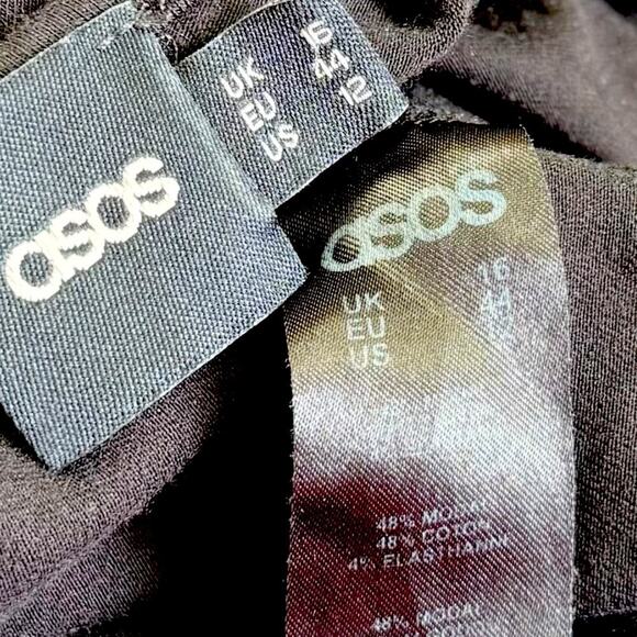 ASOS Sleeveless T Shirt Tank Midi Dress Modal Cotton Knit Size 12 Black Bodycon - Picture 12 of 12